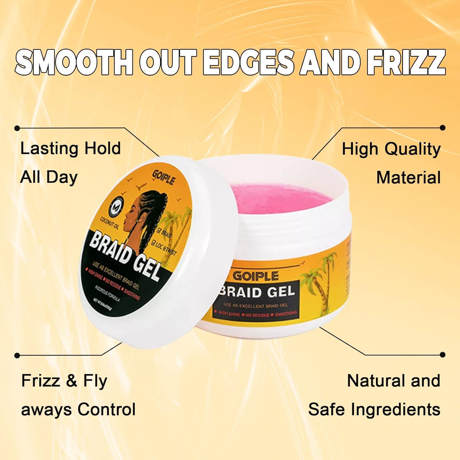 imageStrong Hold Smoothing Braiding Gel for Twists Locs Edges Cornrows  With Hair Braiding Tools Magnetic Pin Wristband Comb  No Flake High Shine