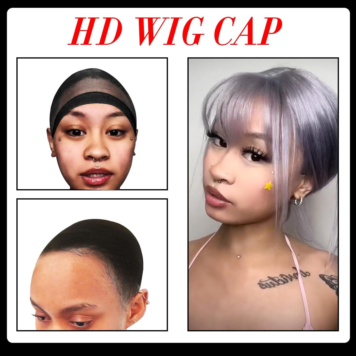 image:imageGoiple 20PCS HD Wig Cap for Lace Front Wig Stocking Stretchy Wig Caps for Women Men Stretchy Nylon Stocking Wig Caps Wig Bald Cap for Wigs Transparent Wig Cap with Elastic BandHD Black