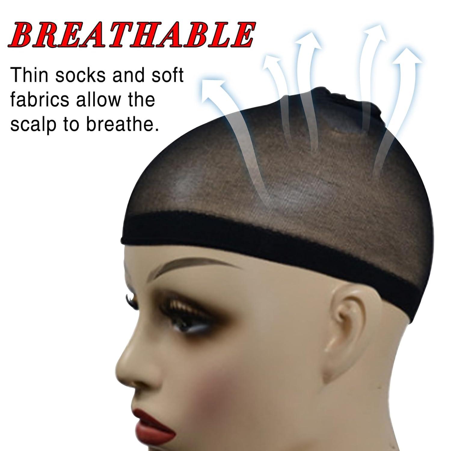 image:imageGoiple 20PCS HD Wig Cap for Lace Front Wig Stocking Stretchy Wig Caps for Women Men Stretchy Nylon Stocking Wig Caps Wig Bald Cap for Wigs Transparent Wig Cap with Elastic BandHD Black