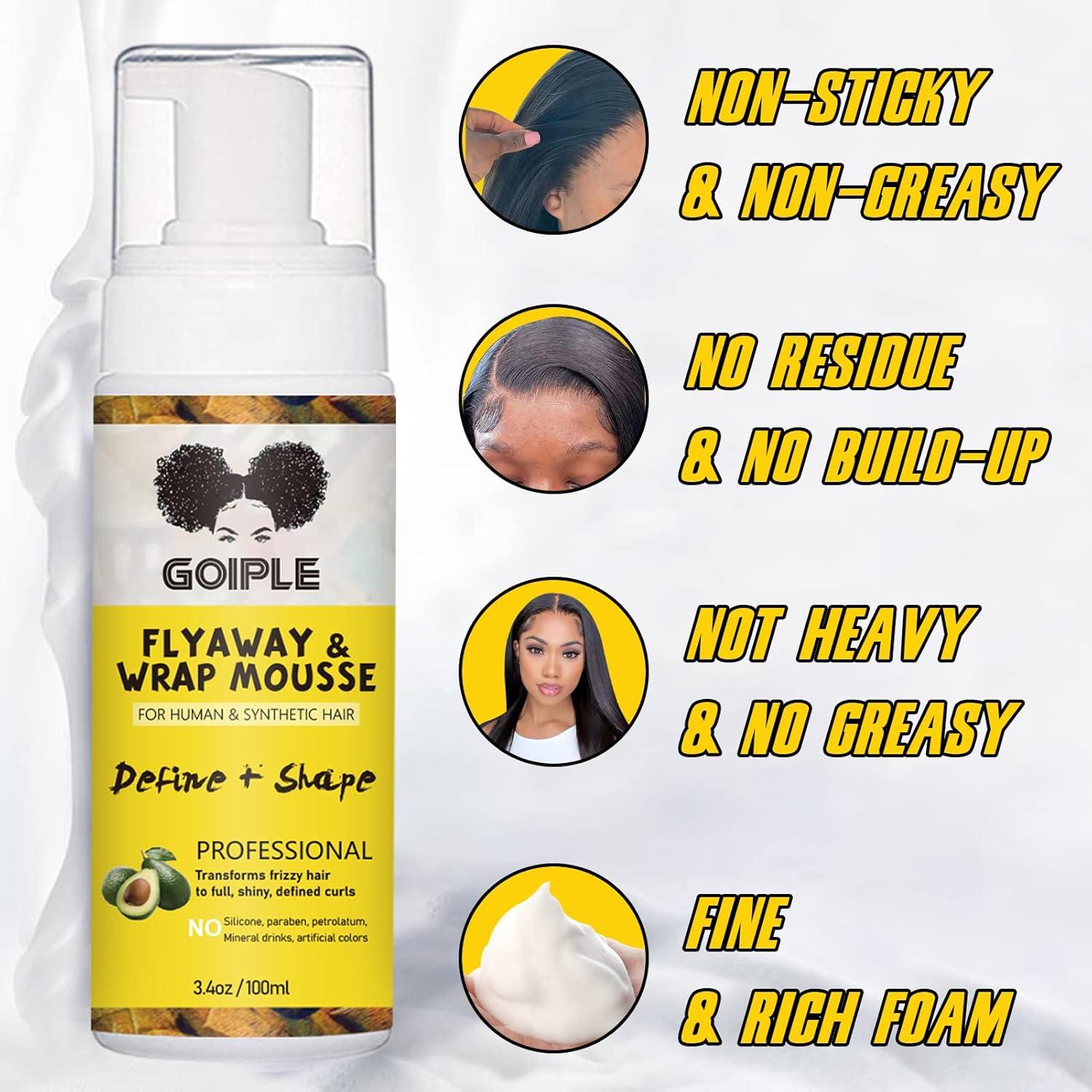 image:imageGoiple Foaming Mousse for Curly Hair Wigs Melting and Holding Spray Adhesive with Edge Control Kit for Extensions Strong Natural Finishing Holdhair mousse100ml5pcs
