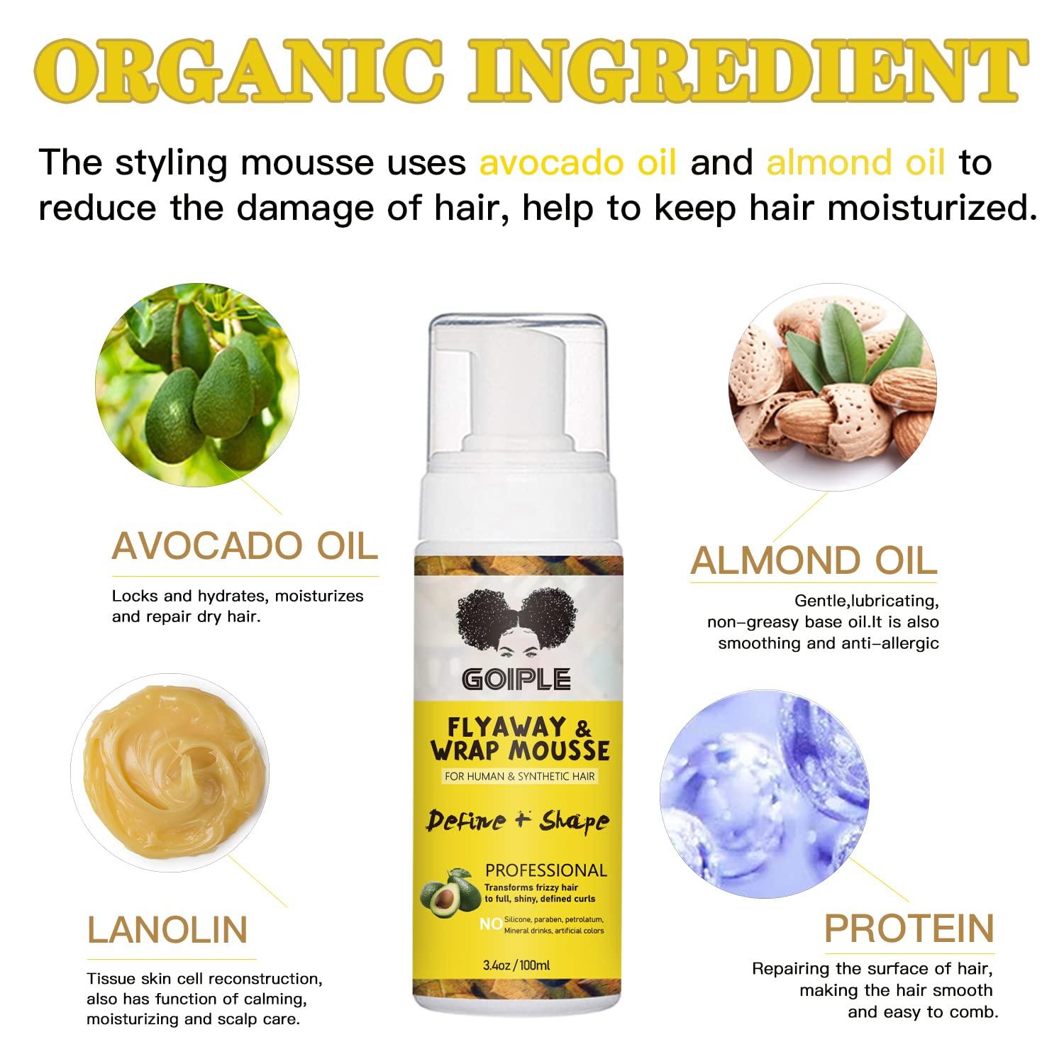 image:imageGoiple Foaming Mousse for Curly Hair Wigs Melting and Holding Spray Adhesive with Edge Control Kit for Extensions Strong Natural Finishing Holdhair mousse100ml5pcs