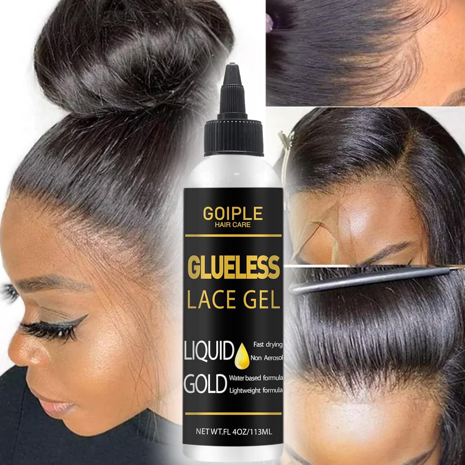 image:imageGoiple Wig Glue Liquid Gold Glueless Lace Gel Waterproof Non Toxic Gold 4oz Wig Kit for Wigs and Hair Systems