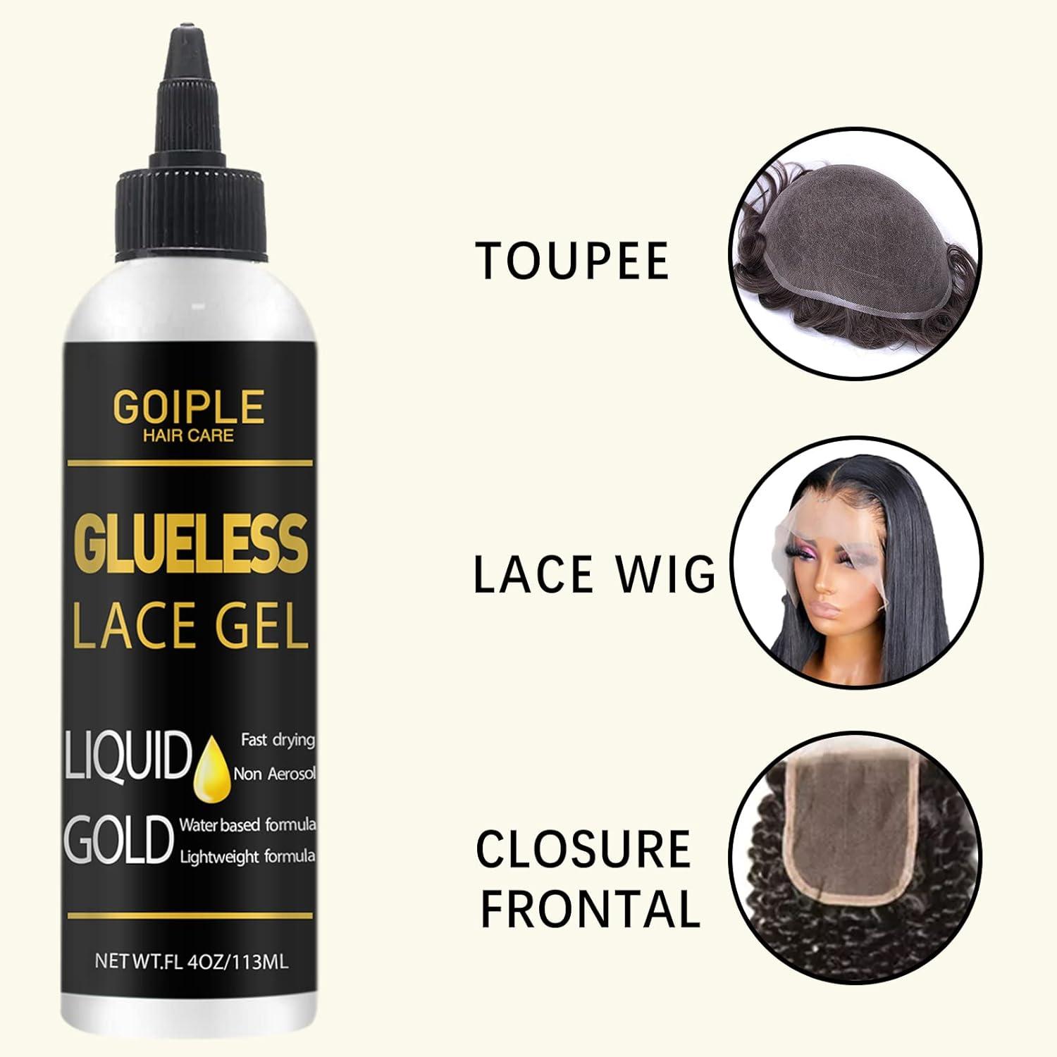 image:imageGoiple Wig Glue Liquid Gold Glueless Lace Gel Waterproof Non Toxic Gold 4oz Wig Kit for Wigs and Hair Systems