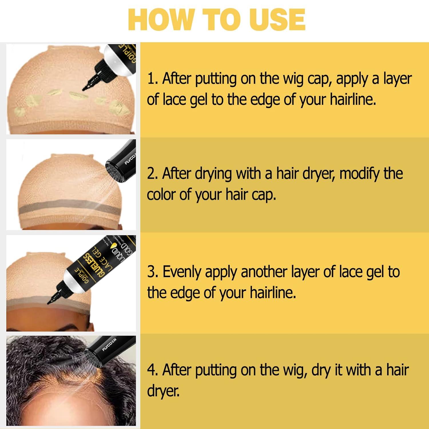 image:imageGoiple Wig Glue Liquid Gold Glueless Lace Gel Waterproof Non Toxic Gold 4oz Wig Kit for Wigs and Hair Systems