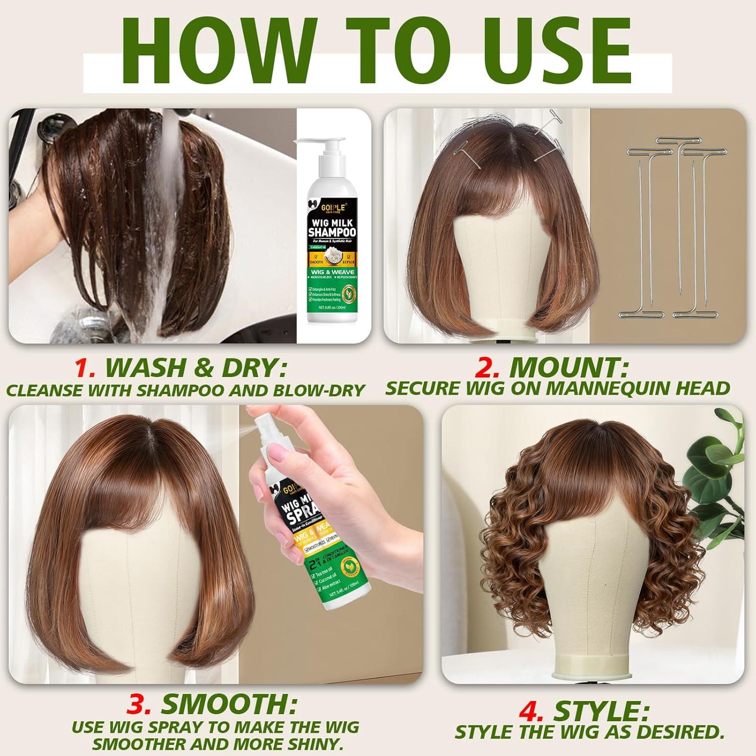 image:imageWig Stand Tripod Metal Adjustable Mannequin Head Stand Mannequin Wig Head with Mount Hole Manikin Head for Wigs Making Drying Styling and Display Wigs Shampoo amp Milk Spray T Pins Hair Cap Set