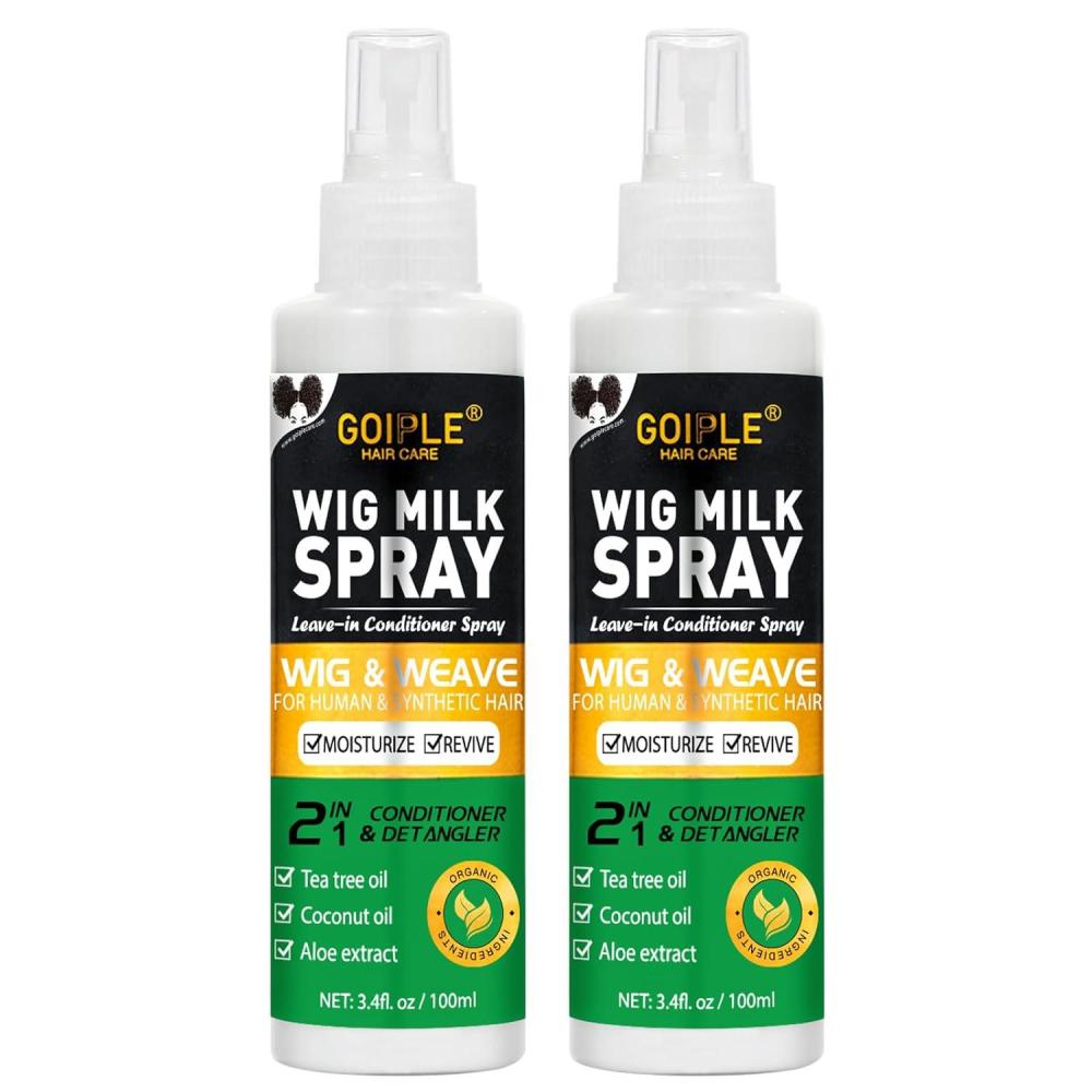 image:image2PCS Wig Milk Spray for Synthetic Hair LeaveIn Conditioner Wig Detangler Spray for Human Wigs Conditioner  Detangler 2 in 1 Moisturizer Hydrates amp Replenishes Synthetic Hair Wigs Easy Combing