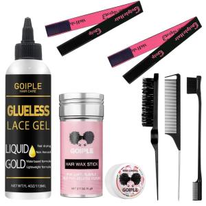 Goiple Wig Glue, Liquid Gold Glueless Lace Gel – Waterproof, Non Toxic, Gold, 4oz – Wig Kit for Wigs and Hair Systems