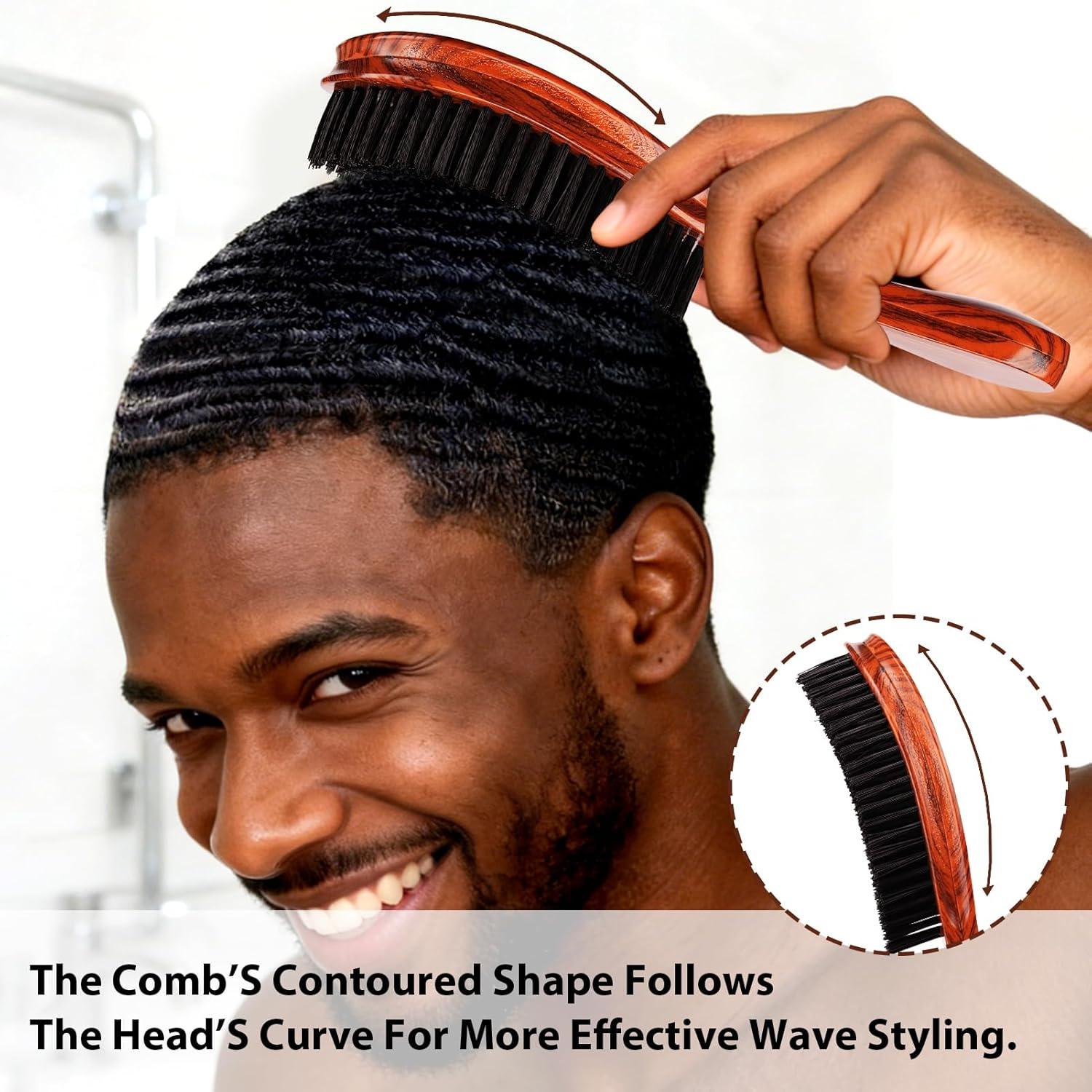 image:imageWave Kit for 360 Waves Wave Brush Wave Styler Great for Men Wolfing Wave 3 Wave Handle Brushes Soft Medium amp Hard Satin Durag Hand Mirror Hair Comb Hair Brush Cleaner Wave PomadeampShampoo