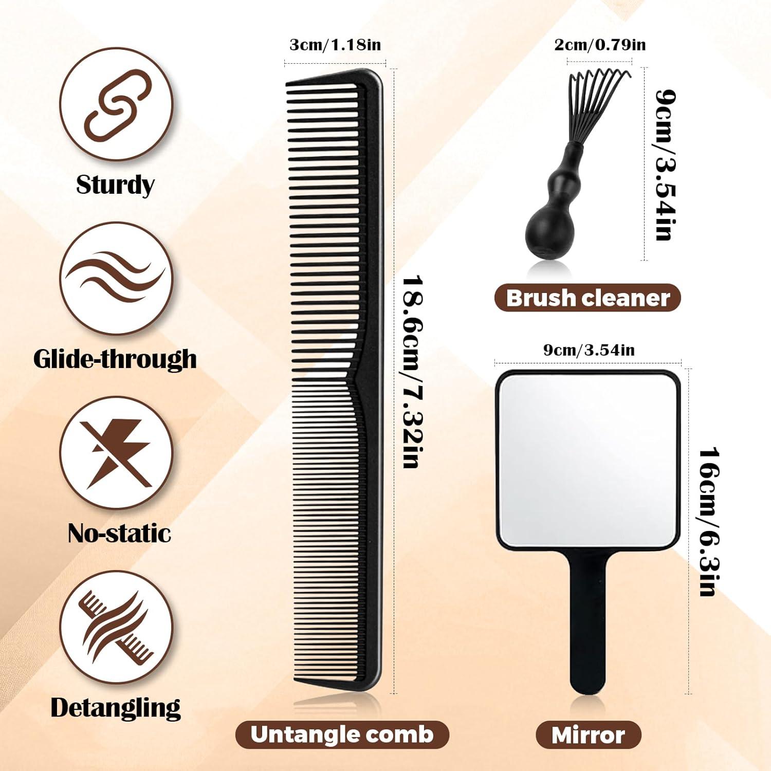 image:imageWave Kit for 360 Waves Wave Brush Wave Styler Great for Men Wolfing Wave 3 Wave Handle Brushes Soft Medium amp Hard Satin Durag Hand Mirror Hair Comb Hair Brush Cleaner Wave PomadeampShampoo