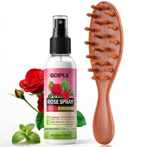 Rose Water for Hair Loc Spray Refreshing for Locs – Rose Water Scalp Moisturizer Hydrating Dreadlock Rosewater & Peppermint Spray – Oversize Loc Brush for Dreads Comfortable Massage Wide Tooth Comb