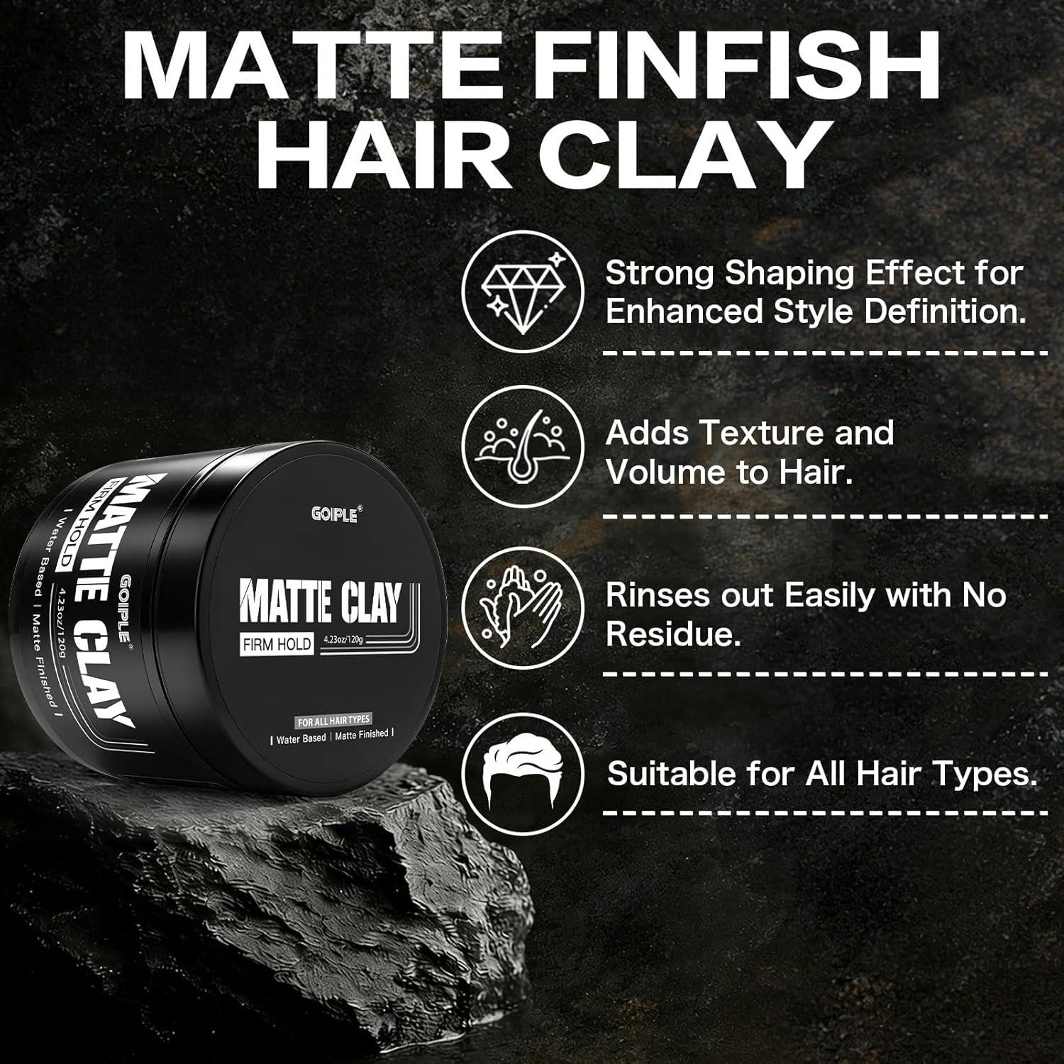 image:imageGoiple Mens Hair Styling Clay Firm Hold Matte Finish Hair Clay with Natural Ingredients Water Based Add Volume amp Texture Mens Hair Product Ideal for All Mens Hair Types 100g 35oz