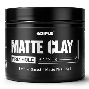 Goiple Men’s Hair Styling Clay, Firm Hold, Matte Finish, Hair Clay with Natural Ingredients, Water Based, Add Volume & Texture, Men’s Hair Product Ideal for All Men’s Hair Types 100g (3.5oz)