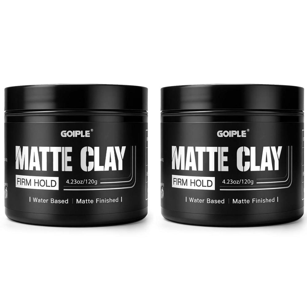 image:imageGoiple Mens Hair Styling Clay Firm Hold Matte Finish Hair Clay Low Shine with Natural Ingredients Add Volume amp Texture Mens Hair Product Ideal for All Mens Hair Types 120g 2CPS